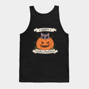 Cute Cat in Pumpkin - Halloween Tank Top